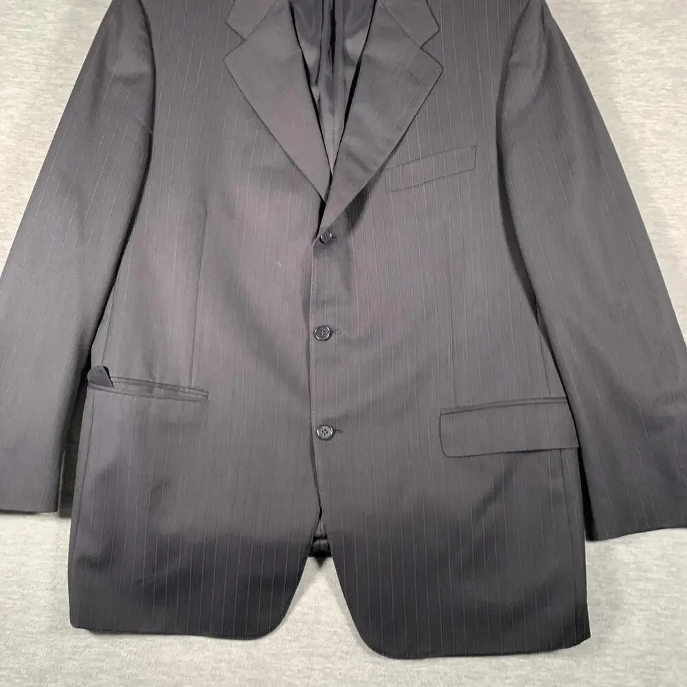 Canali Suit Jacket Mens 56R Gray Pinstripe Wool Super 120s Made Italy Saks Fifth